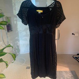 Catherine Malandrino Black Silk Textured Scoopneck